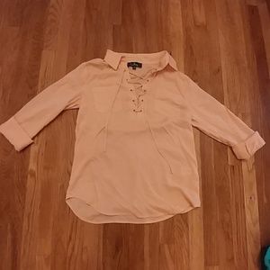 Peach lace up blouse